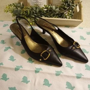 Antonio Melanie Leather Kitten Heels